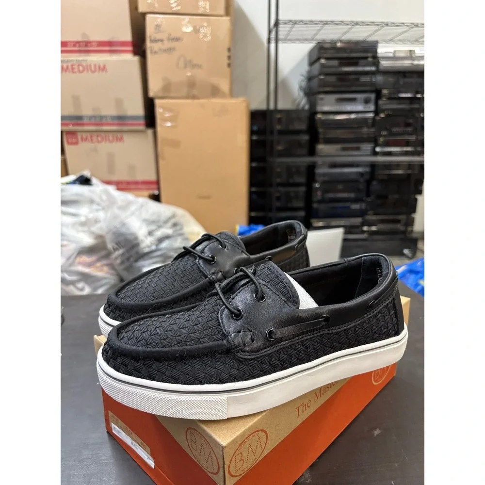 Bernie Mev Melody Black Woven Boat Shoes Loafers Size 36 US 5.5-6